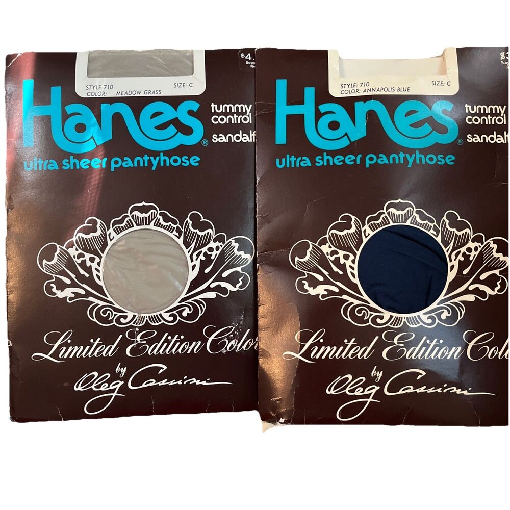 Hanes Tummy Control Lot of 2 Pantyhose Sz C Meadow Grass Blue Ultra Sheer